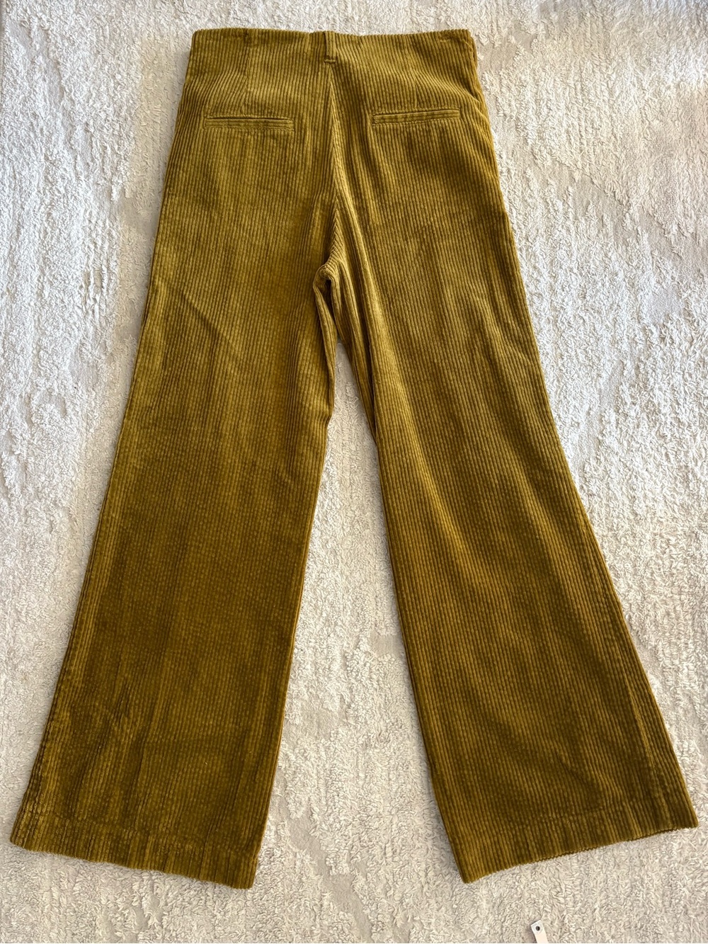 Anthropologie Chartreuse Wide Wale Corduroy Pants Flare Gold Mustard Size 32 - Picture 7 of 7